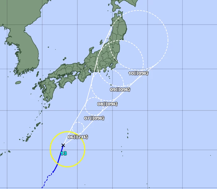 台風13号(インニョン)発生 7日(木)～8日(金)に関東に接近 今後の進路を最新予報